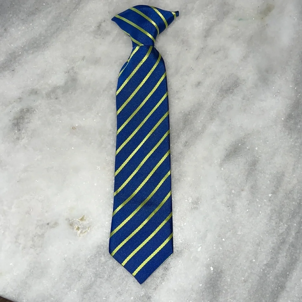 Navy & Neon Green Striped Baby Boys Clip On Tie